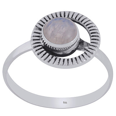Gorgeous Handcrafted Work Around Rainbow Moonstone Round Shape 925 Sterling Solid Silver Ring - R3403395-4