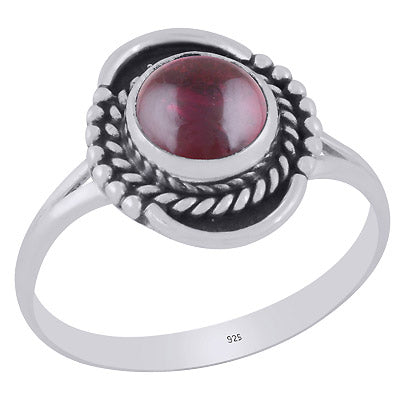 Gorgeous Twisted Wire Work Around Garnet Round Shape 925 Sterling Solid Silver Ring - R3403399-2
