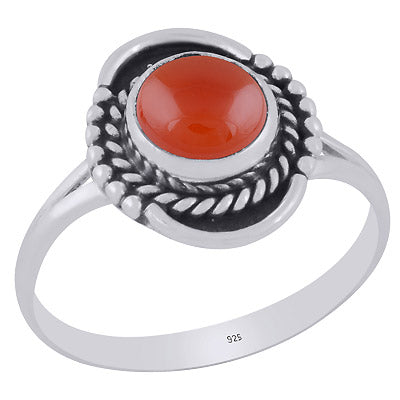 Gorgeous Twisted Wire Work Around Carnelian Round Shape 925 Sterling Solid Silver Ring - R3403399-7