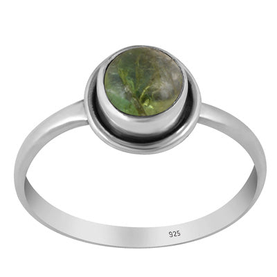 Beautiful Wire Work Around Tourmaline Round Shape 925 Sterling Solid Silver Ring - R3403403-27