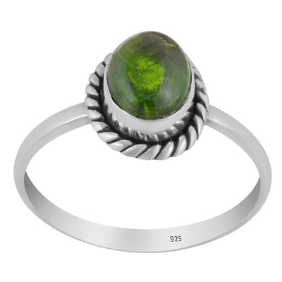 Stunning Twisted Wire Work Around Tourmaline Oval Shape 925 Sterling Solid Silver Ring - R3403404-22