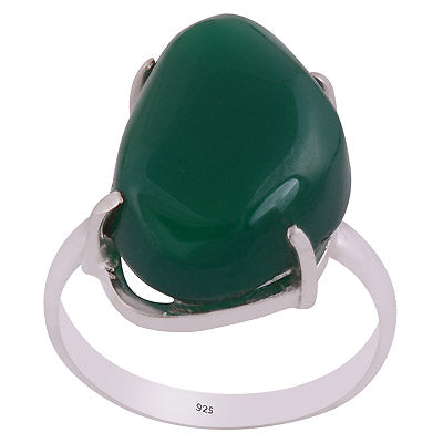 Beautiful Abstract Cut Gemstone Green Onyx Fancy Shape 925 Sterling Solid Silver Ring - R3403405-16