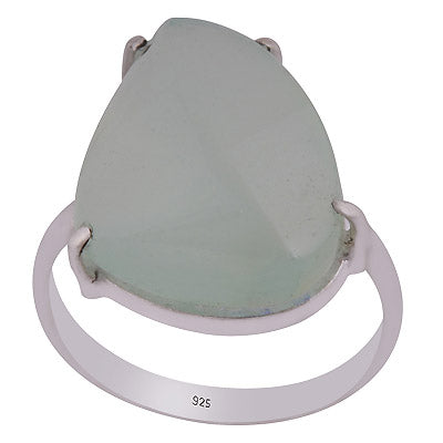Beautiful Abstract Cut Gemstone Aqua Chalcedony Fancy Shape 925 Sterling Solid Silver Ring - R3403405-18