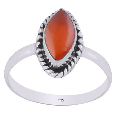 Beautifully Handcrafted Work Around Carnelian Marquise Shape 925 Sterling Solid Silver Ring - R3403408-7
