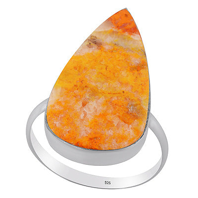 Plain Collet Natural BumbleBee Jasper Pear Shape 925 Sterling Solid Silver Ring - R3403416-64