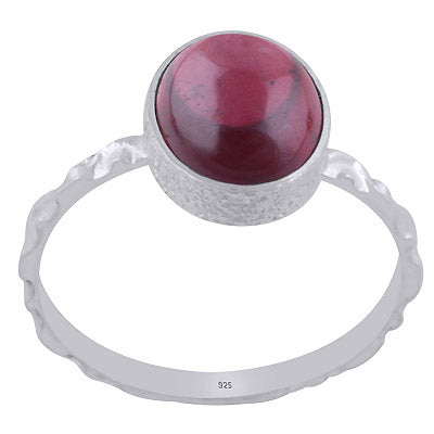 Stunning Textured Work Around Garnet Oval Shape 925 Sterling Solid Silver Ring - R3403431-2
