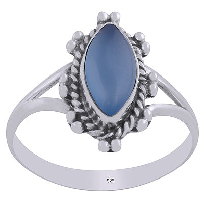 Gorgeous Twisted Wire Work Around Blue Chalcedony Marquise Shape 925 Sterling Solid Silver Ring - R3403434-9