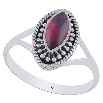 Stunning Twisted Wire & Rawa Work Around Garnet Marquise Shape 925 Sterling Solid Silver Ring - R3403441-2