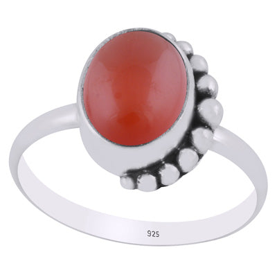 Alluring Rawa Work Around Carnelian Oval Shape 925 Sterling Solid Silver Ring - R3403442-7