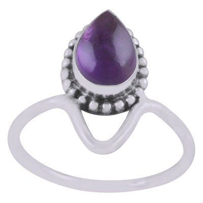 Gorgeous Designed Shank Around Amethyst Pear Shape 925 Sterling Solid Silver Ring - R3403447-1