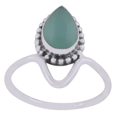 Gorgeous Designed Shank Around Aqua Chalcedony Pear Shape 925 Sterling Solid Silver Ring - R3403447-10
