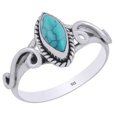 Beautiful Handcrafted Wire Work Around Turquoise Marquise Shape 925 Sterling Solid Silver Rings - R3403449-3