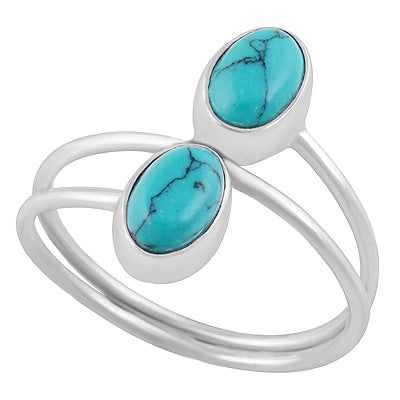 Stunning Shank Design Around Turquoise Oval Shape 925 Sterling Solid Silver Ring - R3403453-3