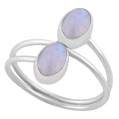 Stunning Shank Design Around Rainbow Moonstone Oval Shape 925 Sterling Solid Silver Ring - R3403453-4