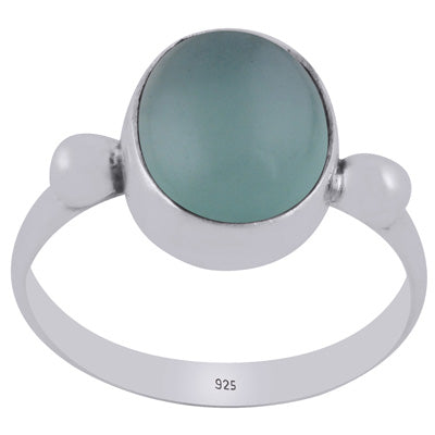 Stunning Handcrafted Work Around Aqua Chalcedony Oval Shape 925 Sterling Solid Silver Ring - R3403478-10