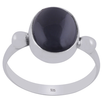 Stunning Handcrafted Work Around Black Onyx Oval Shape 925 Sterling Solid Silver Ring - R3403478-14