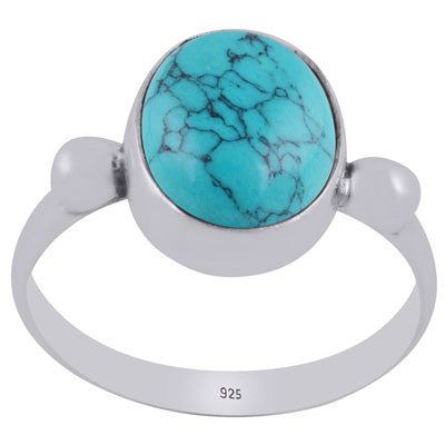 Stunning Handcrafted Work Around Turquoise Oval Shape 925 Sterling Solid Silver Ring - R3403478-3