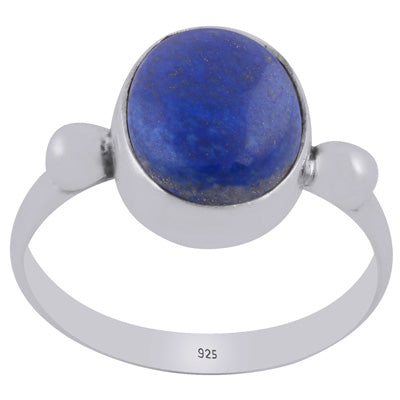 Stunning Handcrafted Work Around Lapis Oval Shape 925 Sterling Solid Silver Ring - R3403478-6