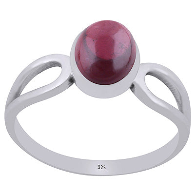Stunning Shank Around Garnet Oval Shape 925 Sterling Solid Silver Ring - R3403495-2