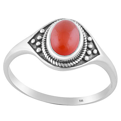 Alluring Twisted Wire & Rawa work Around Carnelian Oval Shape 925 Sterling Solid Silver Ring - R3403496-7