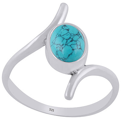 Alluring Shank Around Turquoise Oval Shape 925 Sterling Solid Silver Ring - R3403500-3