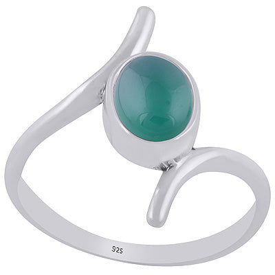 Alluring Shank Around Green Onyx Oval Shape 925 Sterling Solid Silver Ring - R3403500-8