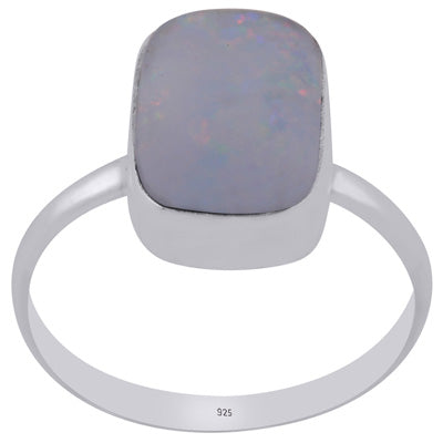 Plain Collet Natural Australian Opal Doublet Fancy Shape 925 Sterling Solid Silver Ring - R3403516-27