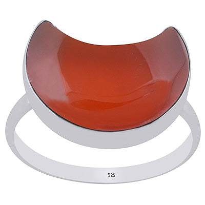 Alluring Crescent Gemstone Carnelian Moon Shape 925 Sterling Solid Silver Ring - R3403530-6