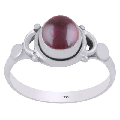 Beautiful Handwork Around Garnet Round Shape 925 Sterling Solid Silver Ring - R3403549-2