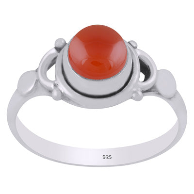 Beautiful Handwork Around Carnelian Round Shape 925 Sterling Solid Silver Ring - R3403549-7
