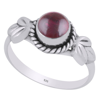 Alluring Twisted Wire Work Around Garnet Round Shape 925 Sterling Solid Silver Ring - R3403550-2