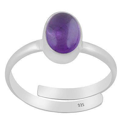 Gorgeous Plain Amethyst Oval Shape 925 Sterling Solid Silver Ring - R3403556-1