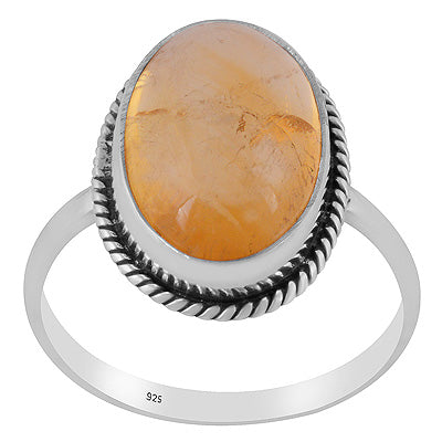 Authentic Wire Work Around Citrine Oval Shape 925 Sterling Solid Silver Ring - R3403558-1