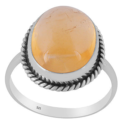 Authentic Wire Work Around Citrine Oval Shape 925 Sterling Solid Silver Ring - R3403558-2