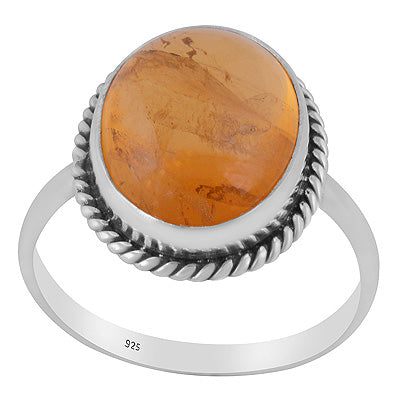 Authentic Wire Work Around Citrine Oval Shape 925 Sterling Solid Silver Ring - R3403558-3