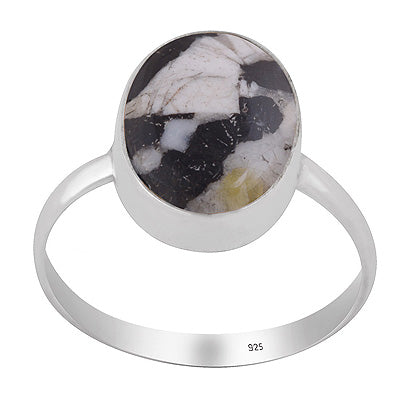 Beautiful Plain Collet Around White Buffalo Turquoise Oval Shape 925 Sterling Solid Silver Ring - R3403565-23