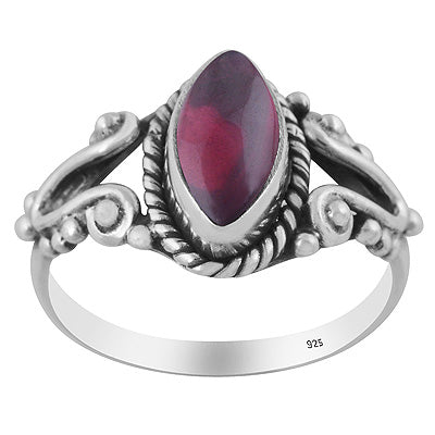 Stunning Rawa & Twisted Wire Work Around Garnet Marquise Shape 925 Sterling Solid Silver Ring - R3403572-2