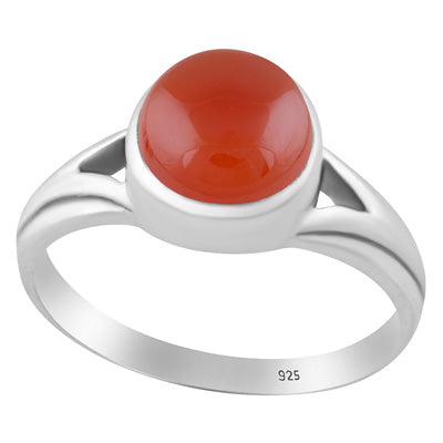Beautiful Collet Setting Carnelian Round Shape 925 Sterling Solid Silver Ring - R3403573-7