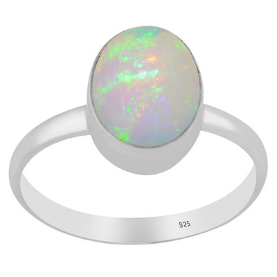 Gorgeous Plain Ethiopian Opal Oval Shape 925 Sterling Solid Silver Ring - R3403581-7