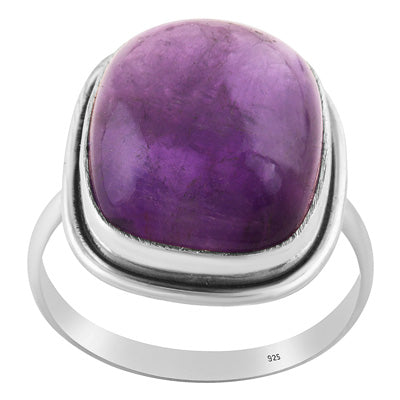 Stunning Plain Statement Amethyst Rectangle Shape 925 Sterling Solid Silver Ring - R3403582-12