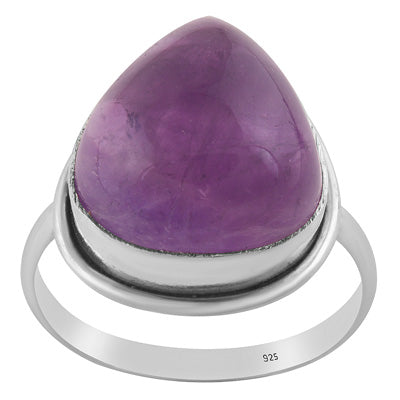 Stunning Plain Statement Amethyst Pear Shape 925 Sterling Solid Silver Ring - R3403582-8