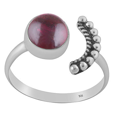 Gorgeous Rawa Around Moon Garnet Round Shape 925 Sterling Solid Silver Ring - R3403583-2