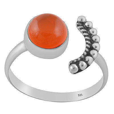 Gorgeous Rawa Around Moon Carnelian Round Shape 925 Sterling Solid Silver Ring - R3403583-7