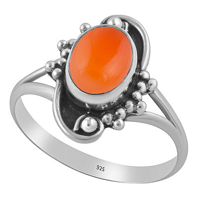 Beautiful Rawa And Wair Work Around Carnelian Oval Shape 925 Sterling Solid Silver Ring - R3403585-7
