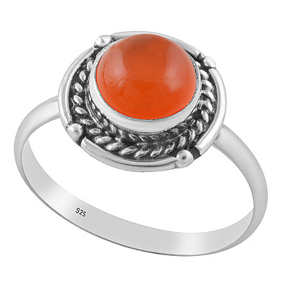 Alluring Handcrafted Wire Work Around Carnelian Round Shape 925 Sterling Solid Silver Ring - R3403587-7