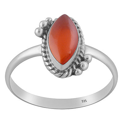 Beautiful Twisted Wire & Rawa Work Around Carnelian Marquise Shape 925 Sterling Solid Silver Ring - R3403588-7