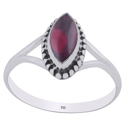 Alluring Rawa Work Around Garnet Marquise Shape 925 Sterling Solid Silver Ring - R3403589-2
