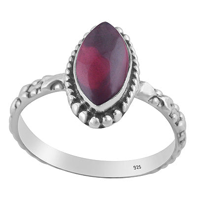 Alluring Handcrafted Work Band Around Garnet Marquise Shape 925 Sterling Solid Silver Ring - R3403590-2