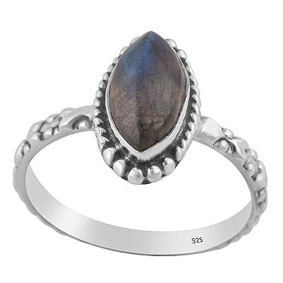 Alluring Handcrafted Work Band Around Labradorite Marquise Shape 925 Sterling Solid Silver Ring - R3403590-5