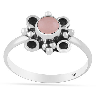 Beautiful Handcrafted Design Rose Quartz Round Shape 925 Sterling Solid Silver Ring - R3403593-13